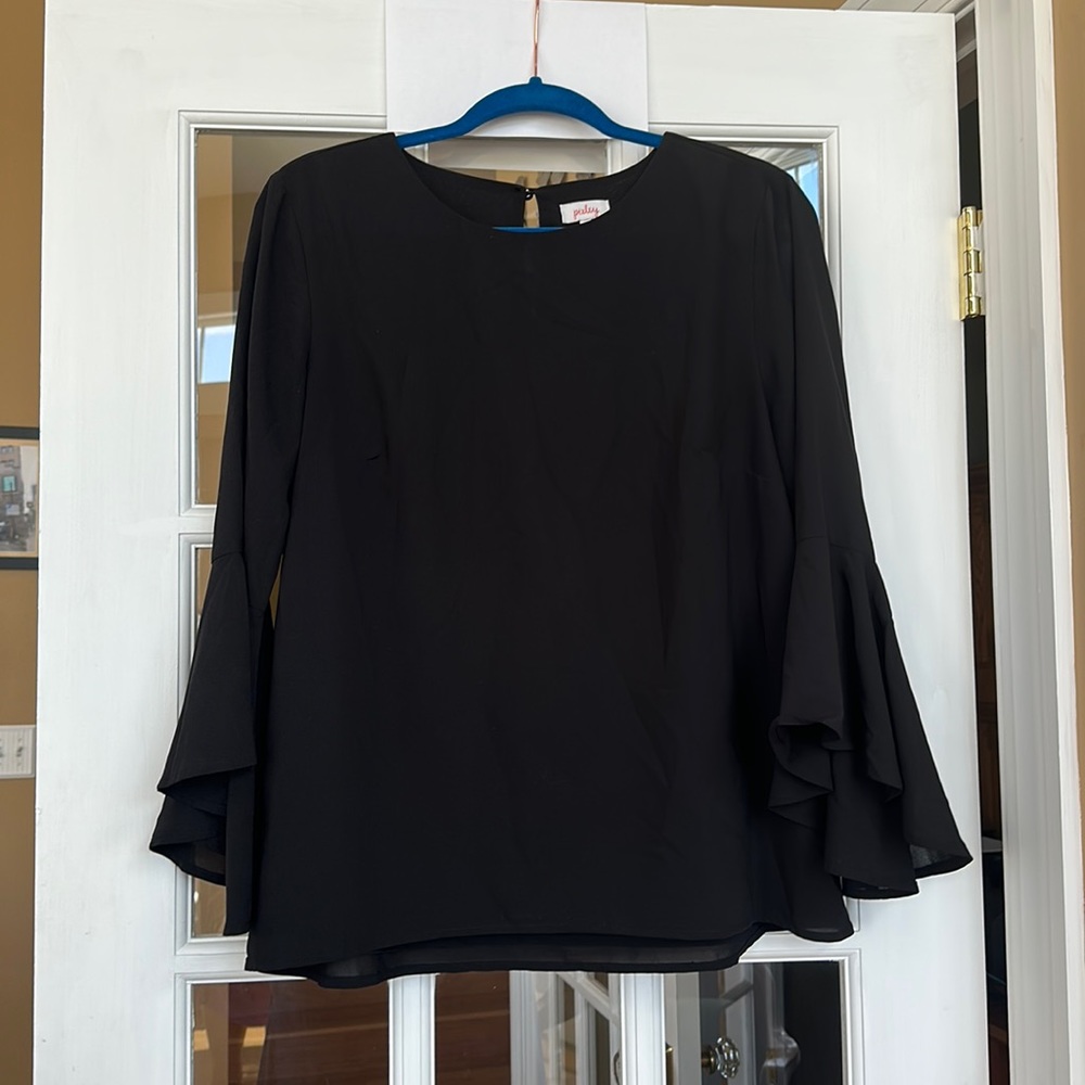 Pixley long sleeve black blouse with bell sleeves